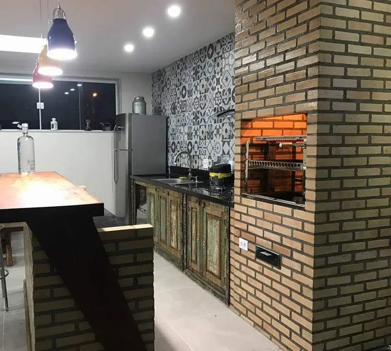 Churrasqueira Predial de 90x60x320 C/ Balcão de 250cm x 110 sem Granito ou Madeira